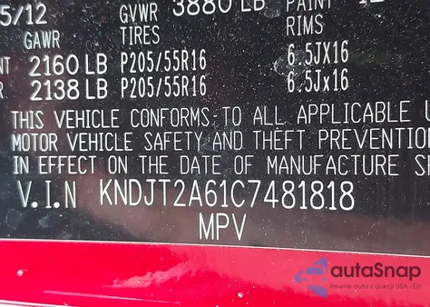 2012 Kia Soul + из США, поврежденный, VIN KNDJT2A61C7481818